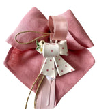 Fiocco in lino Sara's Idea con ceramiche di Capodimonte