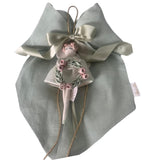 Fiocco in lino Sara's Idea con ceramiche di Capodimonte