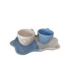 Set tazzine e vassoio bicolore