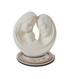 Sacra famiglia resina con base beige perlato
